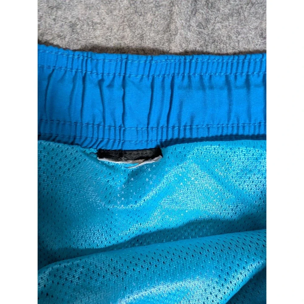 Nike Mens Blue Abstract Print Swim Trunks Mesh Lined Elastic Waist Shorts